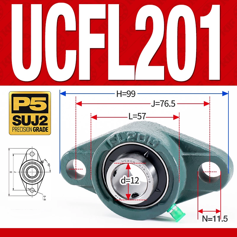 Gối đỡ vòng bi UCFL201 (Tiêu chuẩn - Đường kính trong 12 mm)