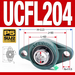 Gối đỡ vòng bi UCFL204 (Tiêu chuẩn - Đường kính trong 20 mm)