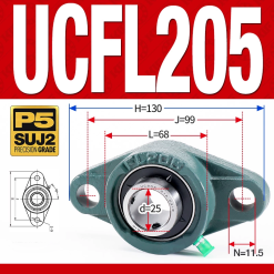 Gối đỡ vòng bi UCFL205 (Tiêu chuẩn - Đường kính trong 25 mm)