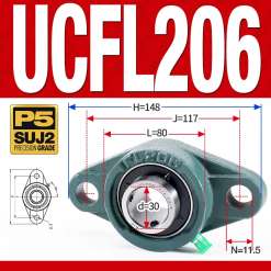 Gối đỡ vòng bi UCFL206 (Tiêu chuẩn - Đường kính trong 30 mm)