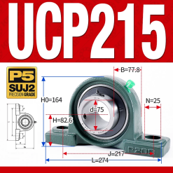 Gối đỡ vòng bi UCP215 (Tiêu chuẩn - Đường kính trong 75 mm)