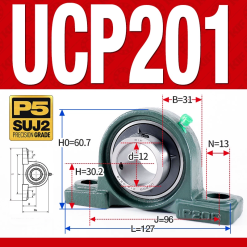 Gối đỡ vòng bi UCP201 (Tiêu chuẩn - Đường kính trong 12 mm)