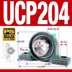 Gối đỡ vòng bi UCP204 (Tiêu chuẩn - Đường kính trong 20 mm)