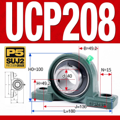 Gối đỡ vòng bi UCP208 (Tiêu chuẩn - Đường kính trong 40 mm)