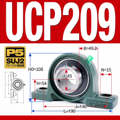 Gối đỡ vòng bi UCP209 (Tiêu chuẩn - Đường kính trong 45 mm)