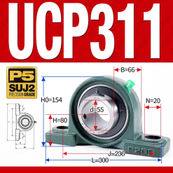 Gối đỡ vòng bi UCP311 (Dày nặng - Đường kính trong 55 mm)