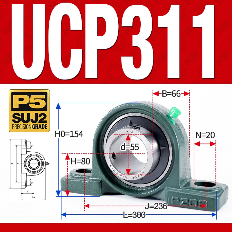 Gối đỡ vòng bi UCP311 (Dày nặng - Đường kính trong 55 mm)