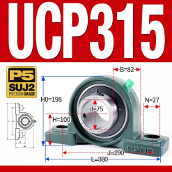 Gối đỡ vòng bi UCP315 (Dày nặng - Đường kính trong 75 mm)