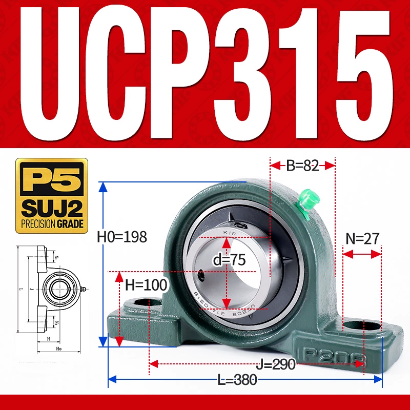 Gối đỡ vòng bi UCP315 (Dày nặng - Đường kính trong 75 mm)