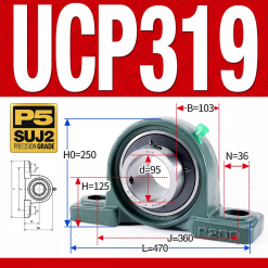 Gối đỡ vòng bi UCP319 (Dày nặng - Đường kính trong 95 mm)