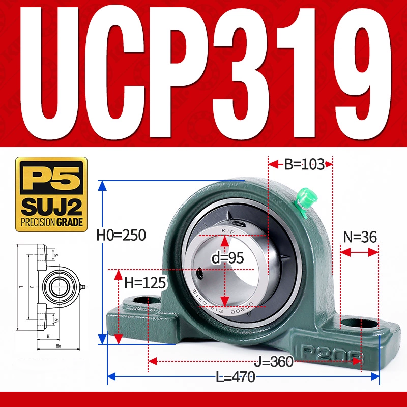 Gối đỡ vòng bi UCP319 (Dày nặng - Đường kính trong 95 mm)