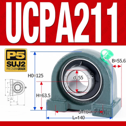 Gối đỡ vòng bi UCPA211 (Tiêu chuẩn - Đường kính trong 55 mm)