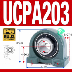 Gối đỡ vòng bi UCPA203 (Tiêu chuẩn - Đường kính trong 17 mm)