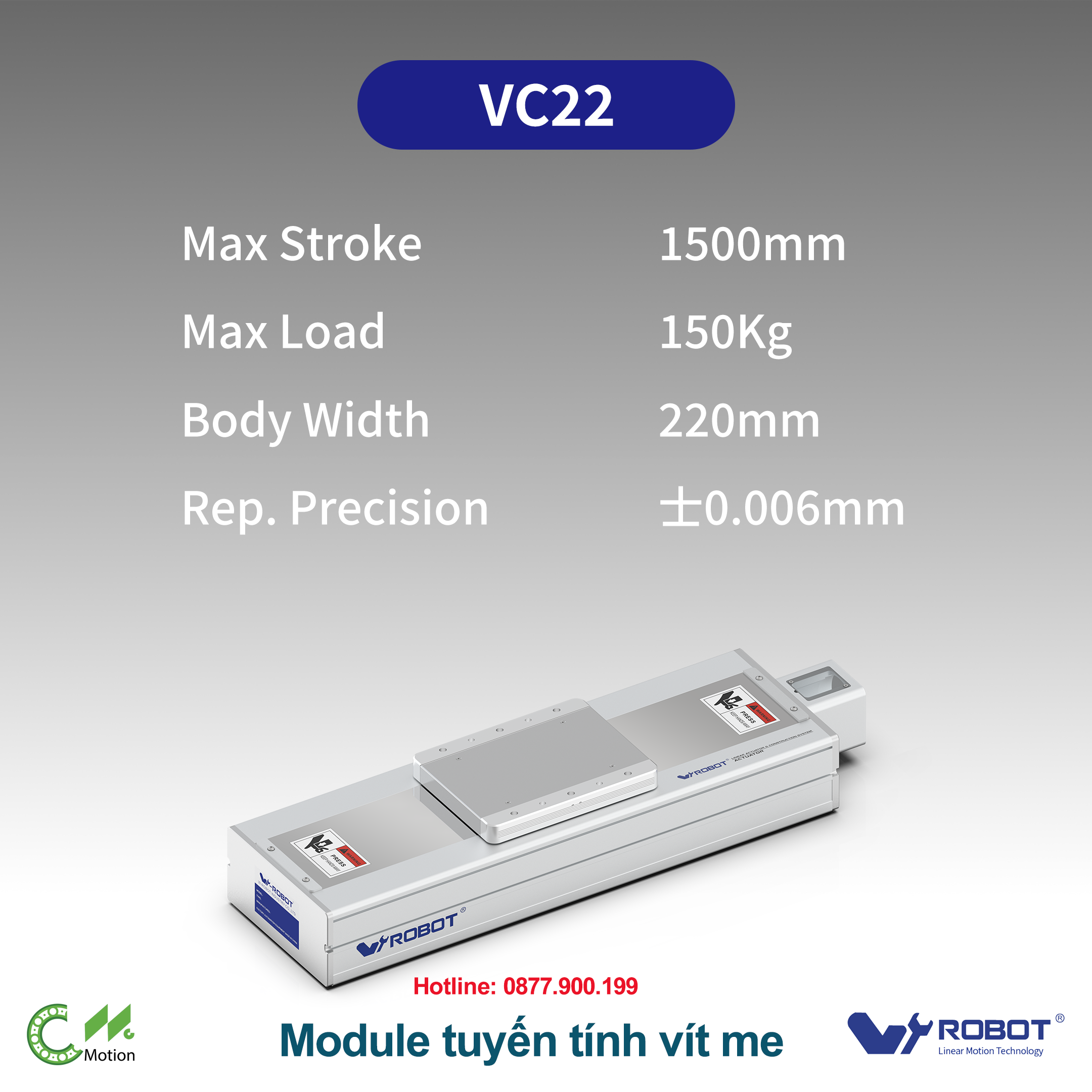 VC22 Module truyền động tuyến tính vít me Dòng VC (Chống xoắn, Tải trọng nặng)