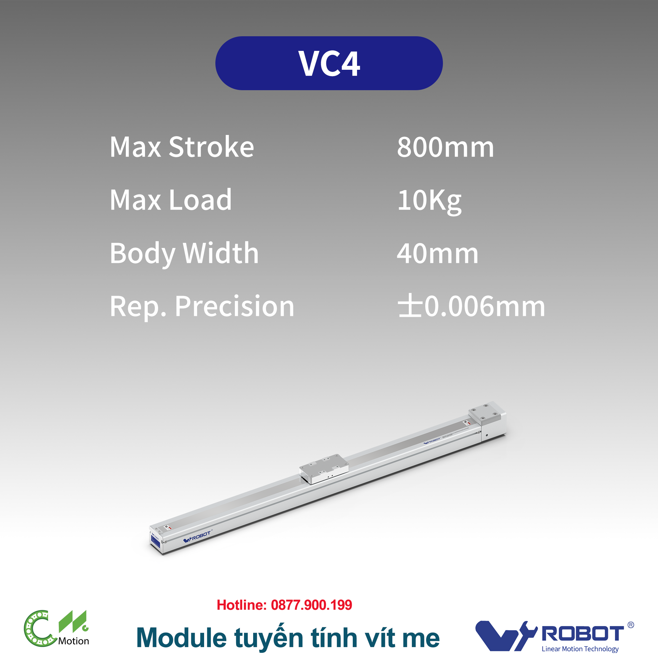 VC4 Module truyền động tuyến tính vít me Dòng VC (Chống xoắn, Tải trọng nặng)