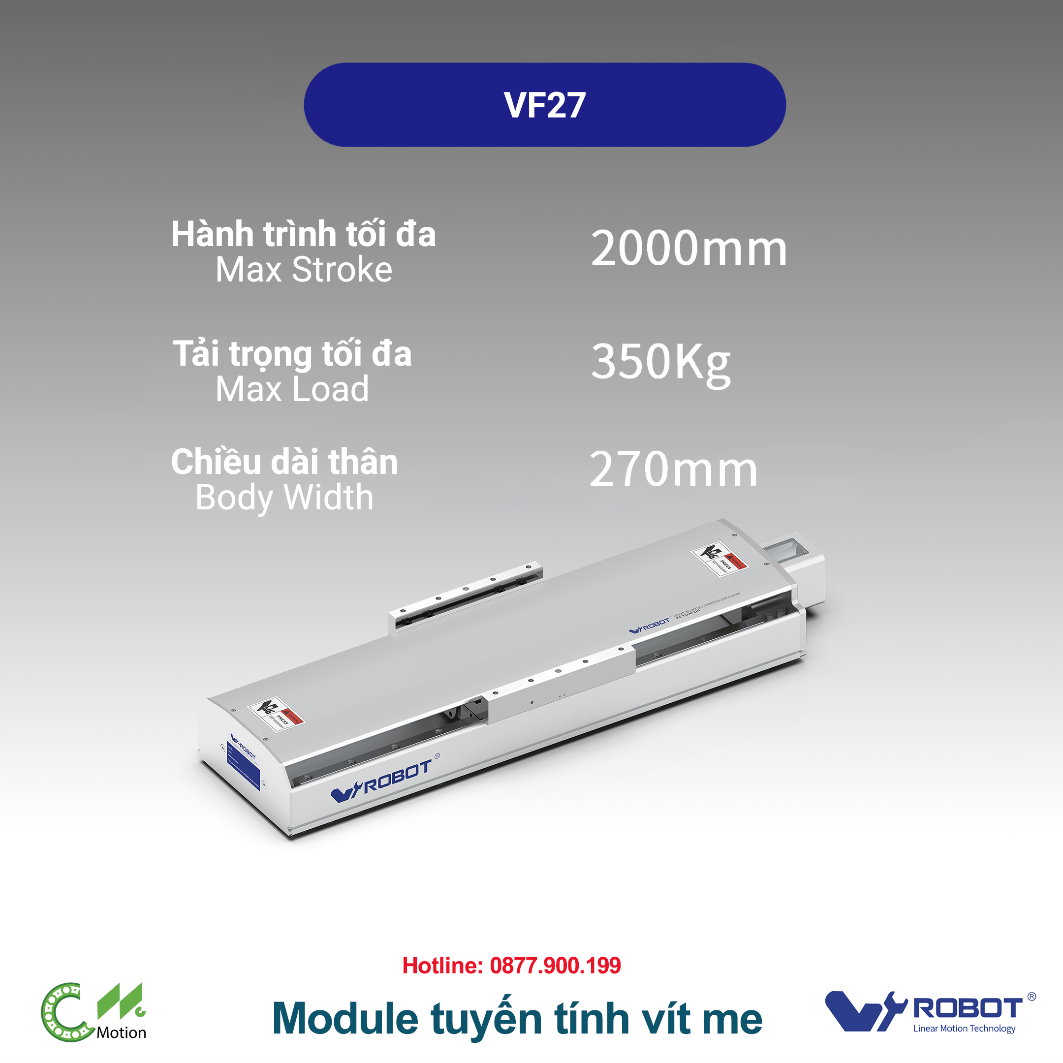VF27 Module truyền động tuyến tính vít me Dòng VF (Chống xoắn)