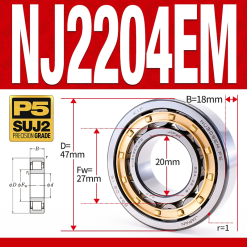 Vòng bi đũa - bạc đạn đũa trụ NU2205EM (Trục tự do - lồng cách bi Đồng - kt 25*52*18 mm)
