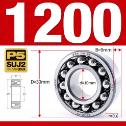 Vòng bi - bạc đạn tự lựa 1200 (Bi cầu - 2 dãy -  10*30*9 mm)