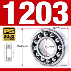 Vòng bi - bạc đạn tự lựa 1203 (Bi cầu - 2 dãy - 17*40*12 mm)