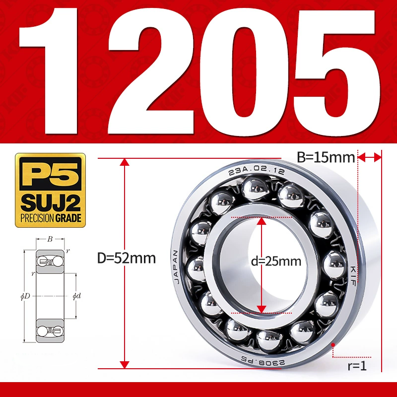 Vòng bi - bạc đạn tự lựa 1205 (Bi cầu - 2 dãy - 25*52*15 mm)