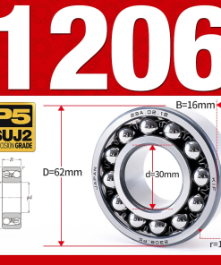 Vòng bi - bạc đạn tự lựa 1206 (Bi cầu - 2 dãy - 30*62*16 mm)