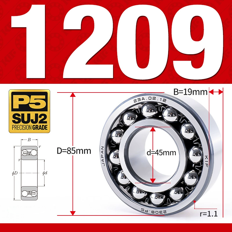 Vòng bi - bạc đạn tự lựa 1209 (Bi cầu - 2 dãy - 45*85*19 mm)