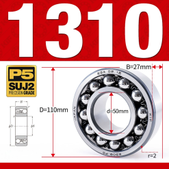 Vòng bi - bạc đạn tự lựa 1310K (Lỗ côn - 50*110*27 mm)