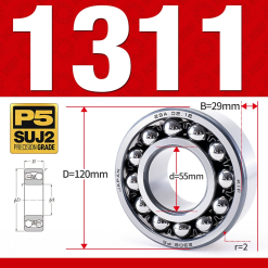 Vòng bi - bạc đạn tự lựa 1311K (Lỗ côn - 55*120*29 mm)