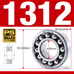 Vòng bi - bạc đạn tự lựa 1312K (Lỗ côn - 60*130*31 mm)