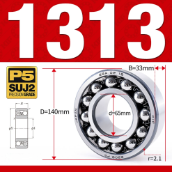Vòng bi - bạc đạn tự lựa 1313K (Lỗ côn - 65*140*33 mm)