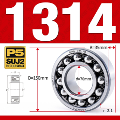 Vòng bi - bạc đạn tự lựa 1314K (Lỗ côn - 70*150*35 mm)
