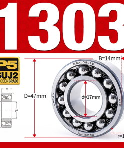 Vòng bi - bạc đạn tự lựa 1303 (Bi cầu - 2 dãy - 17*47*14 mm)