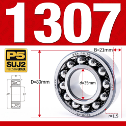 Vòng bi - bạc đạn tự lựa 1307 (Bi cầu - 2 dãy - 35*80*21 mm)