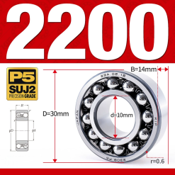 Vòng bi - bạc đạn tự lựa 2200 (Bi cầu - 2 dãy - 10*30*14 mm)