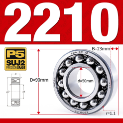 Vòng bi - bạc đạn tự lựa 2210 (Bi cầu - 2 dãy - 50*90*23 mm)