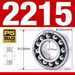 Vòng bi - bạc đạn tự lựa 2215 (Bi cầu - 2 dãy - 75*130*31 mm)