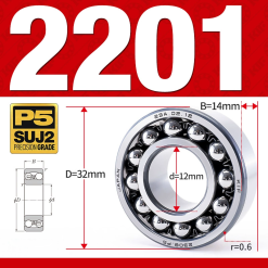 Vòng bi - bạc đạn tự lựa 2201 (Bi cầu - 2 dãy - 12*32*14 mm)