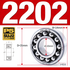 Vòng bi - bạc đạn tự lựa 2202 (Bi cầu - 2 dãy - 15*35*14 mm)