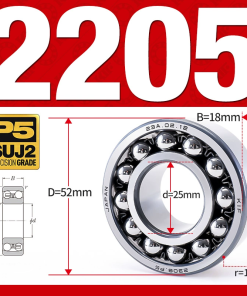 Vòng bi - bạc đạn tự lựa 2205 (Bi cầu - 2 dãy - 25*52*18 mm)