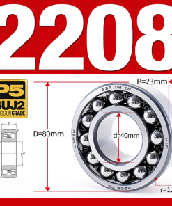 Vòng bi - bạc đạn tự lựa 2208 (Bi cầu - 2 dãy - 40*80*23 mm)