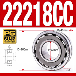 Vòng bi cà na tự lựa 2 dãy - bạc đạn cà na 22218CC/W33 (Có rãnh bôi trơn - lồng cách bi Thép - kt 90*160*40 mm)