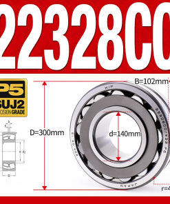 Vòng bi cà na tự lựa 2 dãy - bạc đạn cà na 22328CC/W33 (Có rãnh bôi trơn - lồng cách bi Thép - kt 140*300*102 mm)