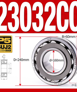 Vòng bi cà na tự lựa 2 dãy - bạc đạn cà na 23032CC/W33 (Có rãnh bôi trơn - lồng cách bi Thép - kt 160*240*60 mm)