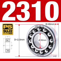 Vòng bi - bạc đạn tự lựa 2310 (Bi cầu - 2 dãy - 50*110*40 mm)