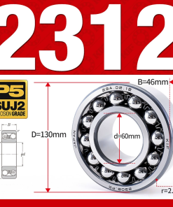 Vòng bi - bạc đạn tự lựa 2312 (Bi cầu - 2 dãy - 60*130*46 mm)