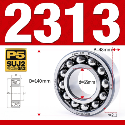 Vòng bi - bạc đạn tự lựa 2313 (Bi cầu - 2 dãy - 65*140*48 mm)