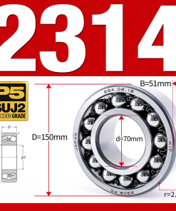 Vòng bi - bạc đạn tự lựa 2314 (Bi cầu - 2 dãy - 70*150*51 mm)