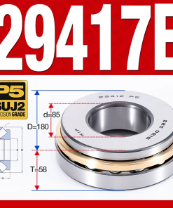 Vòng bi đĩa bay chặn trục - bạc đạn cà na chặn trục 29417E (lồng cách bi Thép -  85*180*58 mm)