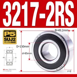 Vòng bi - bạc đạn 3217-2RS  (Phớt cao su - 85*150*49,2 mm)