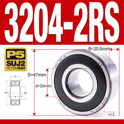 Vòng bi - bạc đạn 3204-2RS  (Phớt cao su -  20*47*20.6 mm)